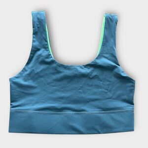 Fabletics Harlow Reversible Medium Impact Sports Bra Blue Green Sz M
